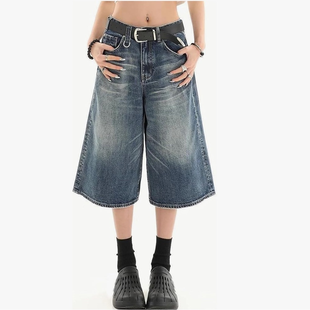 Women's Dark Blue Wide Leg Denim Jeans